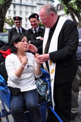 2011 Lourdes Pilgrimage - Archbishop Dolan with Malades (254/267)